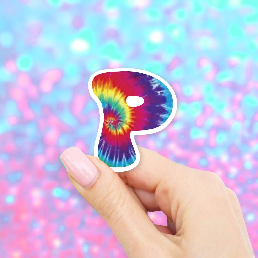 Initial P Sticker Tie Dye P Sticker – Initial Laptop, Water Bottle Vinyl Decal - Etsy