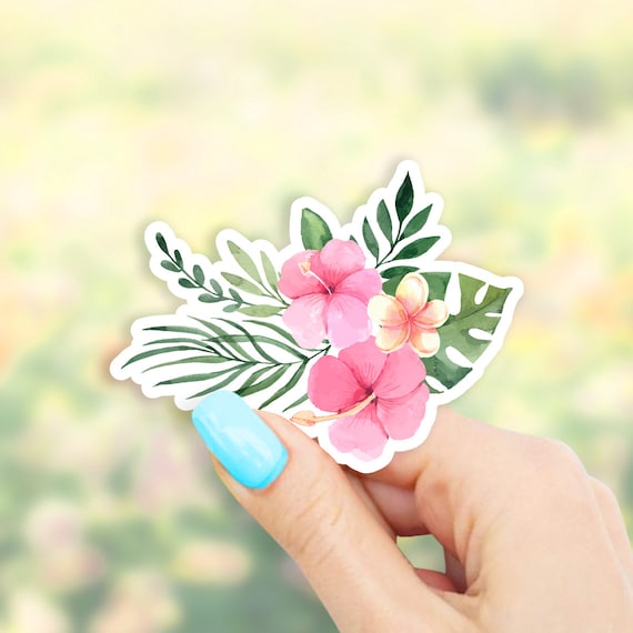 Tropical Flowers Sticker Flowers Stickers Macbook Stickers - Etsy