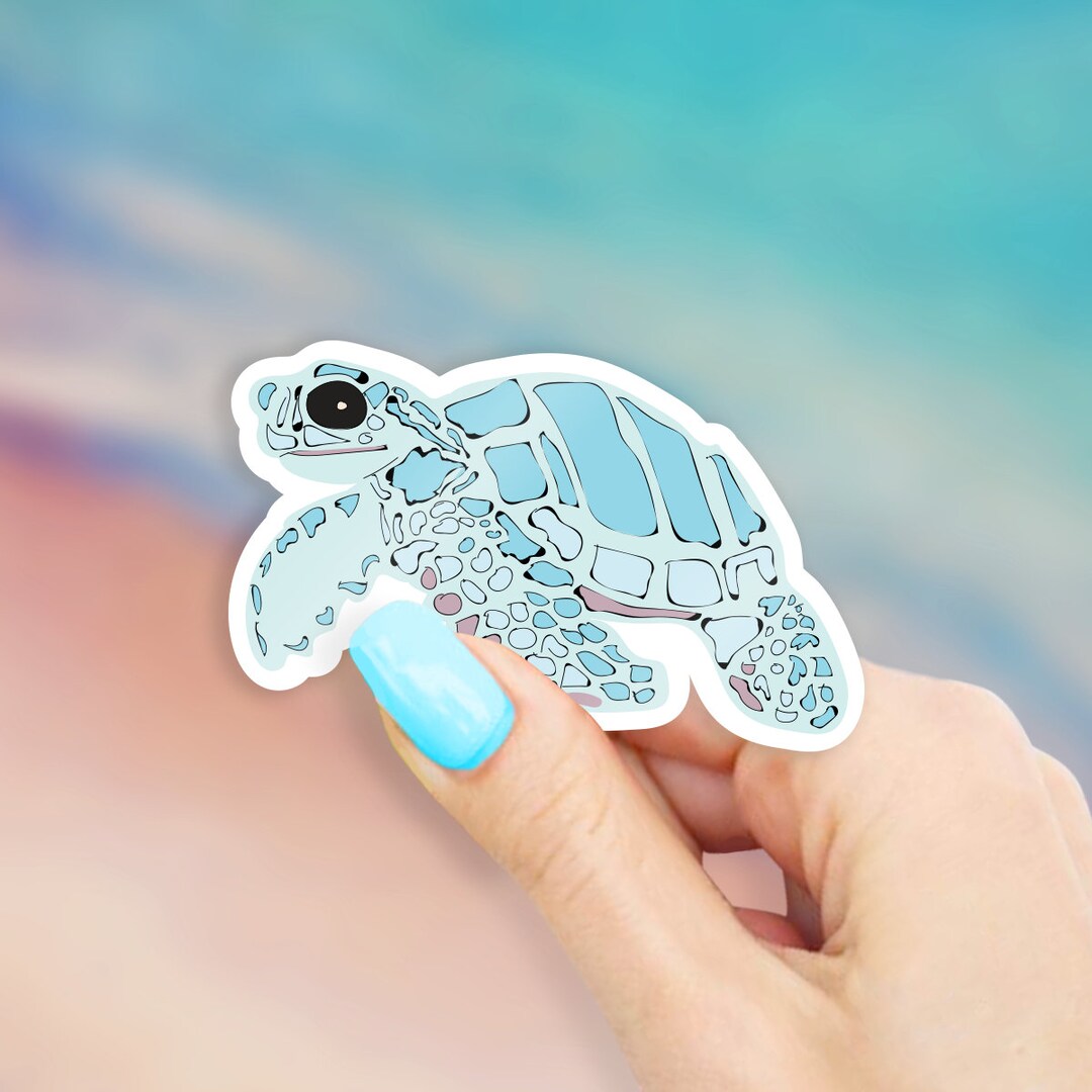 Light Blue Sea Turtle Sticker - Animal Stickers | Ocean Sticker ...