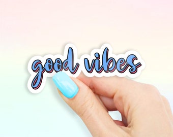 Blue & Red Good Vibes Sticker - MacBook stickers | laptop stickers | waterbottle stickers | hydroflask stickers | tumbler stickers