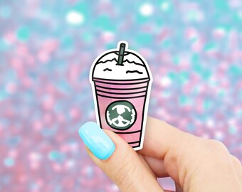 Pink Coffee Cup Sticker - Coffee stickers | MacBook stickers | laptop stickers | waterbottle stickers | hydroflask sticker | tumbler sticker