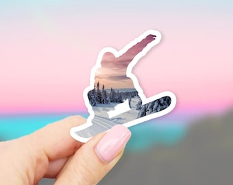 Sunset Snowboarder Sticker - MacBook stickers | laptop stickers | waterbottle stickers | hydroflask stickers | tumbler stickers