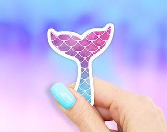 Watercolor Mermaid Tail Sticker - Mermaid stickers | MacBook stickers | laptop stickers | waterbottle stickers | hydroflask stickers
