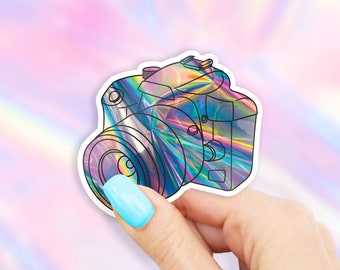 Holographic Camera Sticker (Printed Holographic effect background, not reflective) - MacBook stickers | laptop stickers