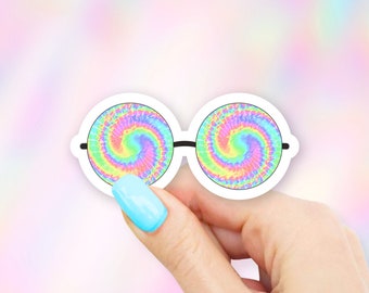 Tie Dye Hippie Glasses Sticker - Hippie stickers | MacBook stickers | laptop stickers | waterbottle stickers | hydroflask stickers