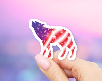 Flag Wolf Sticker - USA Flag stickers | MacBook stickers | laptop stickers | waterbottle stickers | hydroflask stickers | tumbler stickers