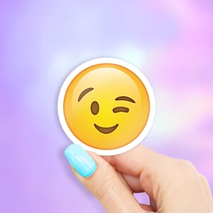 Wink Emoji Sticker - MacBook stickers | laptop stickers | waterbottle stickers | hydroflask stickers | tumbler stickers