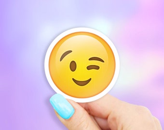 Wink Emoji Sticker - MacBook stickers | laptop stickers | waterbottle stickers | hydroflask stickers | tumbler stickers
