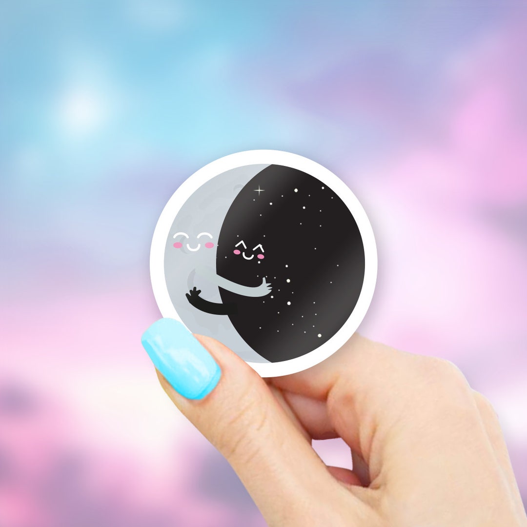 Moon Sticker Apple Moon Hug Vinyl Sticker – Laptop, Water Bottle Decal - Etsy