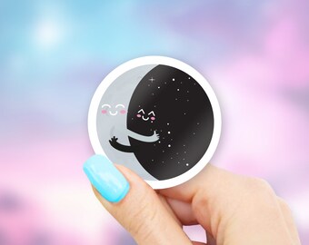 Moon Hug Space Sticker - Moon Stickers | MacBook stickers | laptop stickers | waterbottle stickers | hydroflask stickers | tumbler stickers