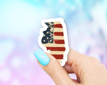 Illinois Old USA Flag State Art Sticker - state stickers | illinois stickers | MacBook stickers | laptop stickers | waterbottle stickers