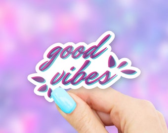 Pink & Blue Good Vibes Sticker - MacBook stickers | laptop stickers | waterbottle stickers | hydroflask stickers | tumbler stickers