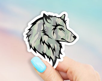 Camo Wolf Sticker