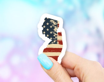 New Jersey Old USA Flag State Art Sticker - state stickers | new jersey stickers | MacBook stickers | laptop stickers | waterbottle stickers
