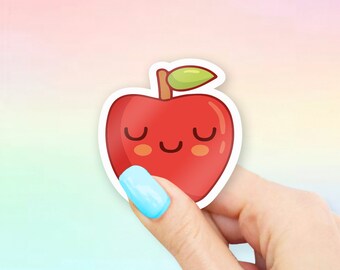 Apple w/face Sticker - Fruit stickers | MacBook stickers | laptop stickers | waterbottle stickers | hydroflask stickers | tumbler stickers
