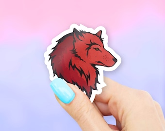 Red Wolf Sticker - MacBook stickers | laptop stickers | waterbottle stickers | hydroflask stickers | tumbler stickers
