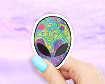 Rainbow Alien Sticker - MacBook stickers | laptop stickers | waterbottle stickers | hydroflask stickers | tumbler stickers