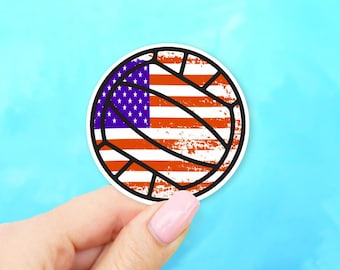 USA Flag Volleyball Sticker - MacBook stickers | laptop stickers | waterbottle stickers | hydroflask stickers | tumbler stickers