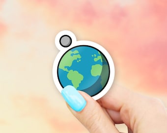 Earth and Moon Sticker - Earth stickers | Space stickers | MacBook stickers | laptop stickers | waterbottle stickers | hydroflask stickers