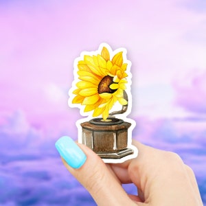 Record Player Flower Sticker - MacBook stickers | laptop stickers | waterbottle stickers | hydroflask stickers | tumbler stickers