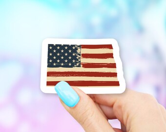 North Dakota Old USA Flag State Art Sticker - state stickers | north dakota stickers | MacBook stickers | laptop stickers