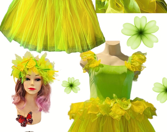 Adult Tinkerbell Fairy Dress Costume Tinkerbell Fairy Costume Women's Spring Fairy Dress Daffodil Adult Fairy Dress Green