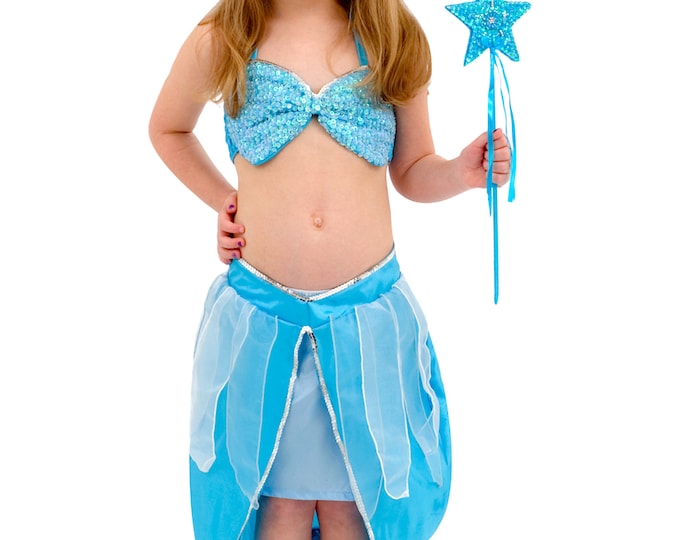 Girls Kids Mermaid Costume Dress Girls Ariel Costume Mermaid Dress Sparkle Turquoise With Free Hand Made Sequin Tiara