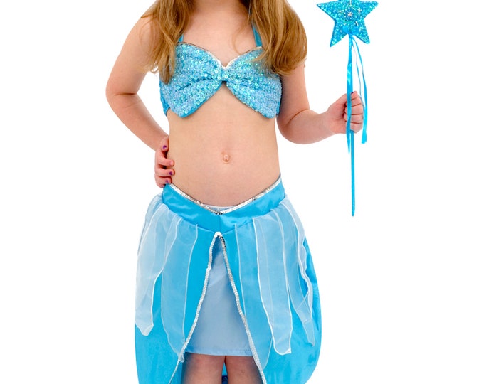 Girls Kids Mermaid Costume Dress Girls Ariel Costume Mermaid Dress Sparkle Turquoise With Free Hand Made Sequin Tiara