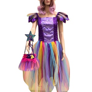 One Size Fairy Costume Adult Women's Adult Fairy Dress Costume Set Halloween Fairy  Costume Fairy Wand FairyGarland Fairy Bag Purple Fantasy