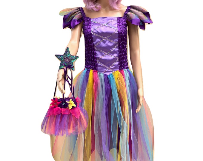 One Size Fairy Costume Adult Women's Adult Fairy Dress Costume Set Halloween Fairy  Costume Fairy Wand FairyGarland Fairy Bag Purple Fantasy