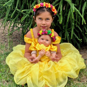 Girls Princess Bell Dress Inspired Set Girls Belle Costume Beauty and The Beast,Belle Dress,Disney Princess Dresses