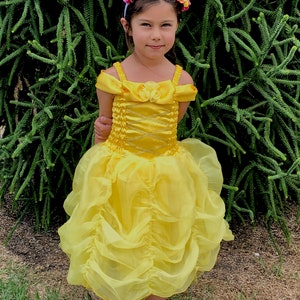 Girls Princess Bell Inspired Dress, Girls Belle Costume Beauty and The Beast, Belle Dress, Disney Princess Dresses