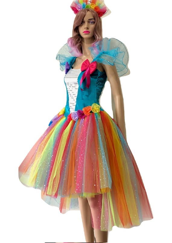 Adult Women's My Little Pony Rainbow Dash Costume Inspired Adult Women's Unicorn Costume Dress and Headband