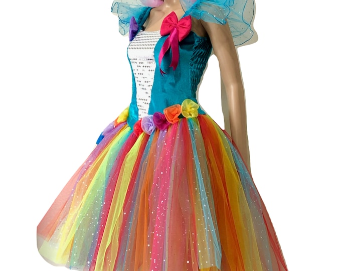 Adult Women's My Little Pony Rainbow Dash Costume Inspired Adult Women's Unicorn Costume Dress and Headband