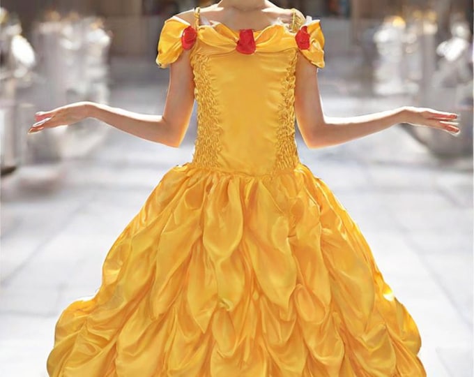 Adult Belle Dress Costume Women's Princess Bell Dress Beauty and the Beast Inspired Cosplay Costume