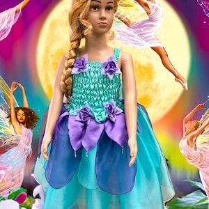 Disfraz de vestido de hadas de niñas, traje de hadas niñas, vestido de hadas, disfraces de hadas, vestido de princesa cisne de pétalos de menta,