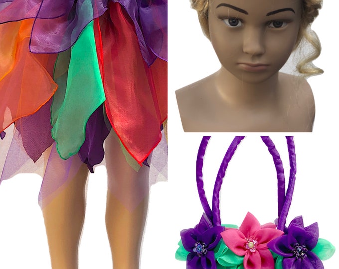 Girls Fairy Skirt Kids Fairy Skirt Unicorn Fairy Dress Costume Rainbow Set 3pc