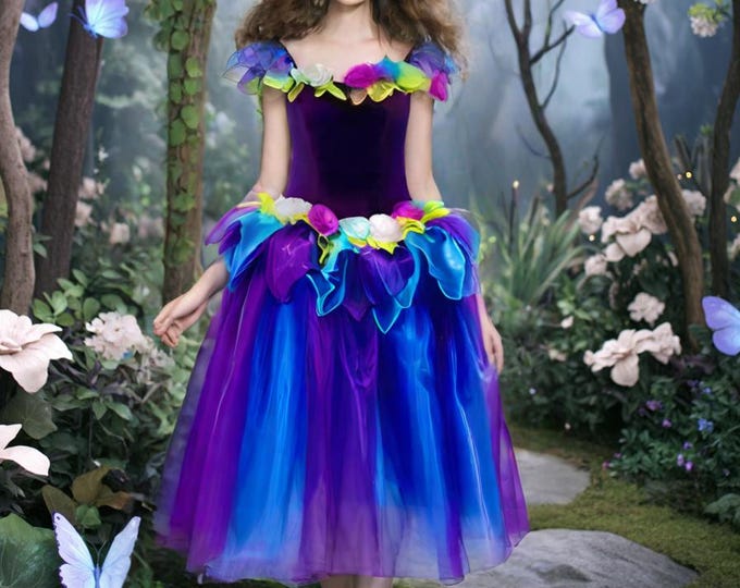 Women's Adult Fairy Dress with Wings Adult Fairy Dress Costume Adult Fairy Dress Adults Fairy Costume Velvet Midnight Deluxe Limited Edition