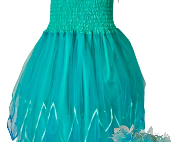 Adult Fairy Dress Costume Women's Fairy Costume With Wings Fairy Costume Fairy Wings Mint  Fairy Dress Costume and Free Fairy Garland SIZE:1