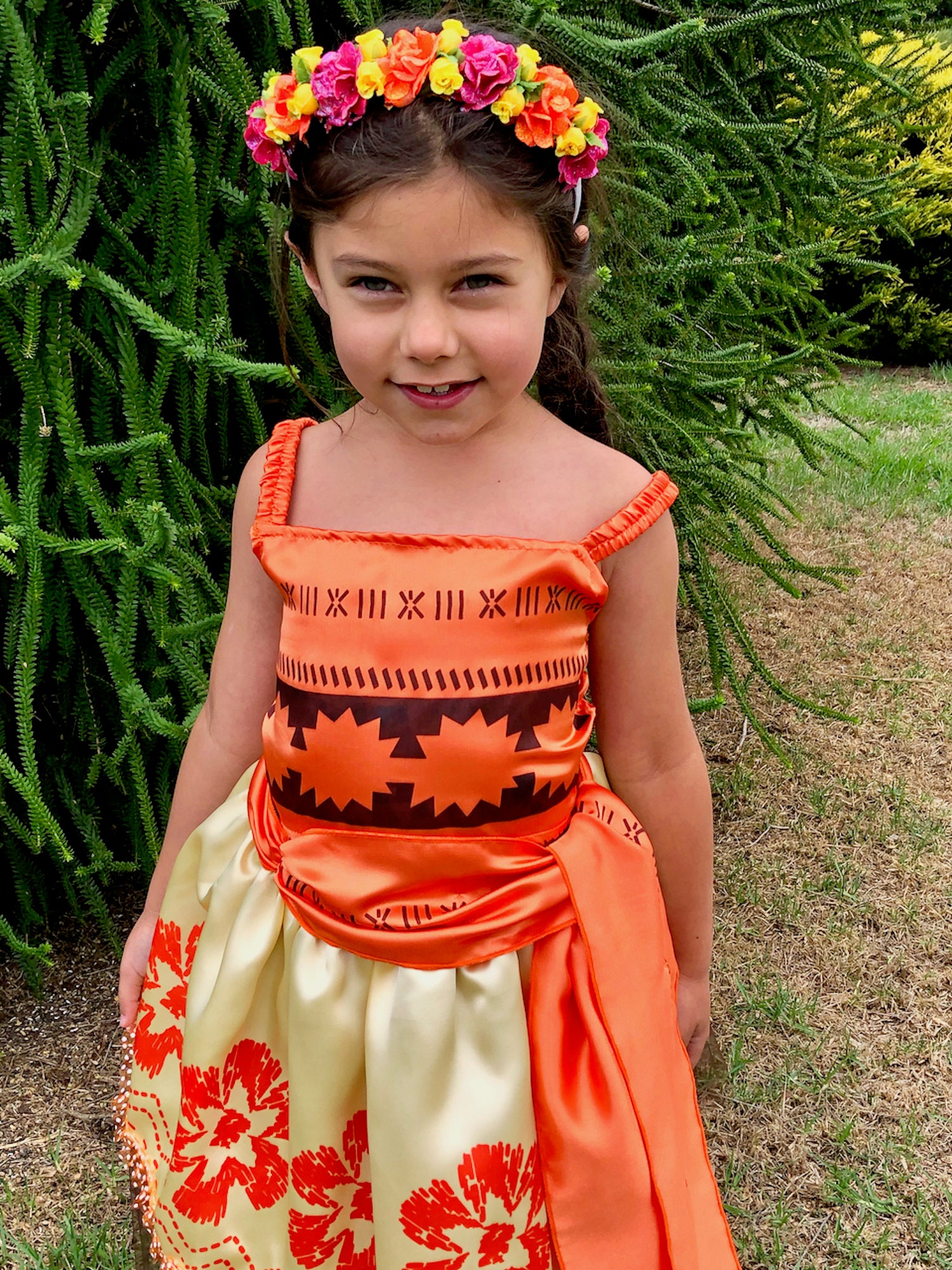 thumbnail image 2 of Moana Costume For Girls - 6 Piece Adventure Dress Up Set With Flower Crown & Necklace 2 of 12