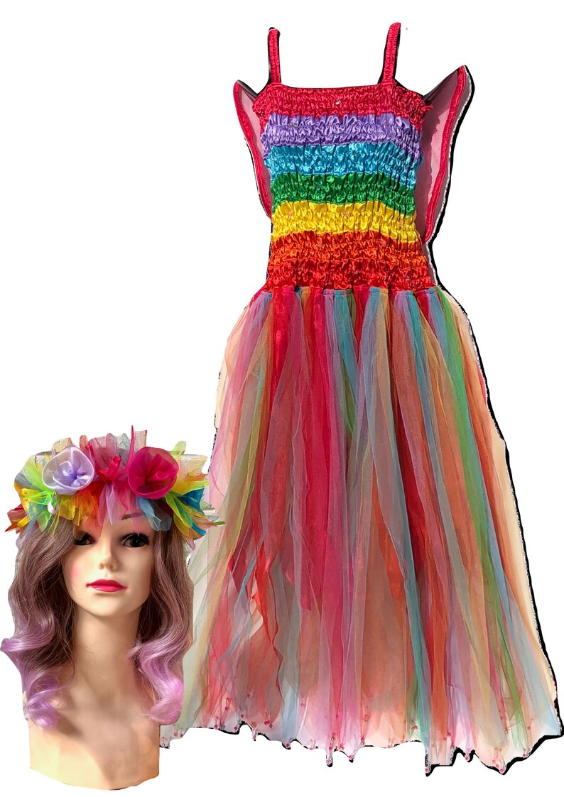 Women's Adult Fairy Dress Costume Plus Size Rainbow Etsy