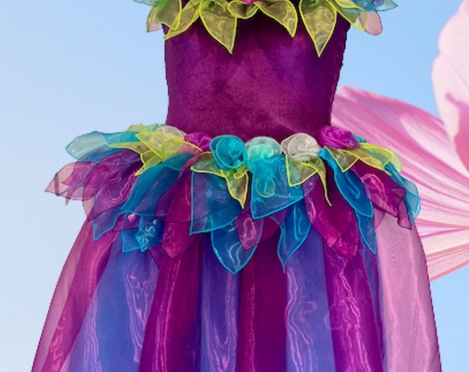 Adult Fairy Dress Adult Fairy Dress Costume With Wings Woman's Fairy Costume +Free Fairy Garland SIZE:1 Velvet Frozen Midnight Deluxe Size 1