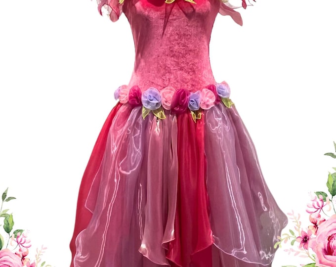 Fairy Costume Adult Fairy Dress Adult Woman Fairy Dress Plus Size Fairy Dress Women's Fairy Costume Pink Fairy dress Pink Velvet Fairy Floss