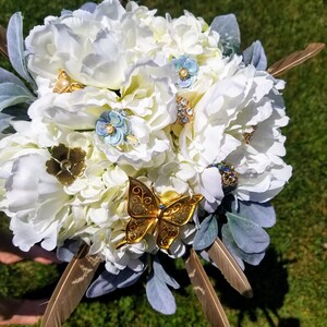 Bridal Bouquet - Silk Flowers and Gems - Forever Keepsake