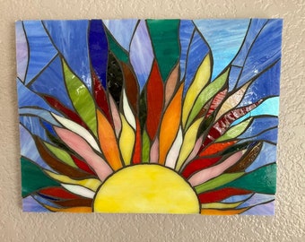 Sun Mosaic, Sun Wall Plaque, Stained Glass Wall Hanging