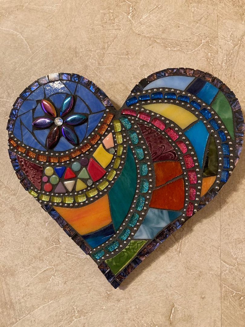 Mosaic Heart, Heart Wall Plaque, Valentine Heart, Mosaics image 2