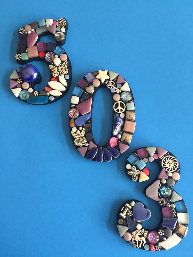 Mosaic Address Numbers House Address Numbers Mosaic Etsy