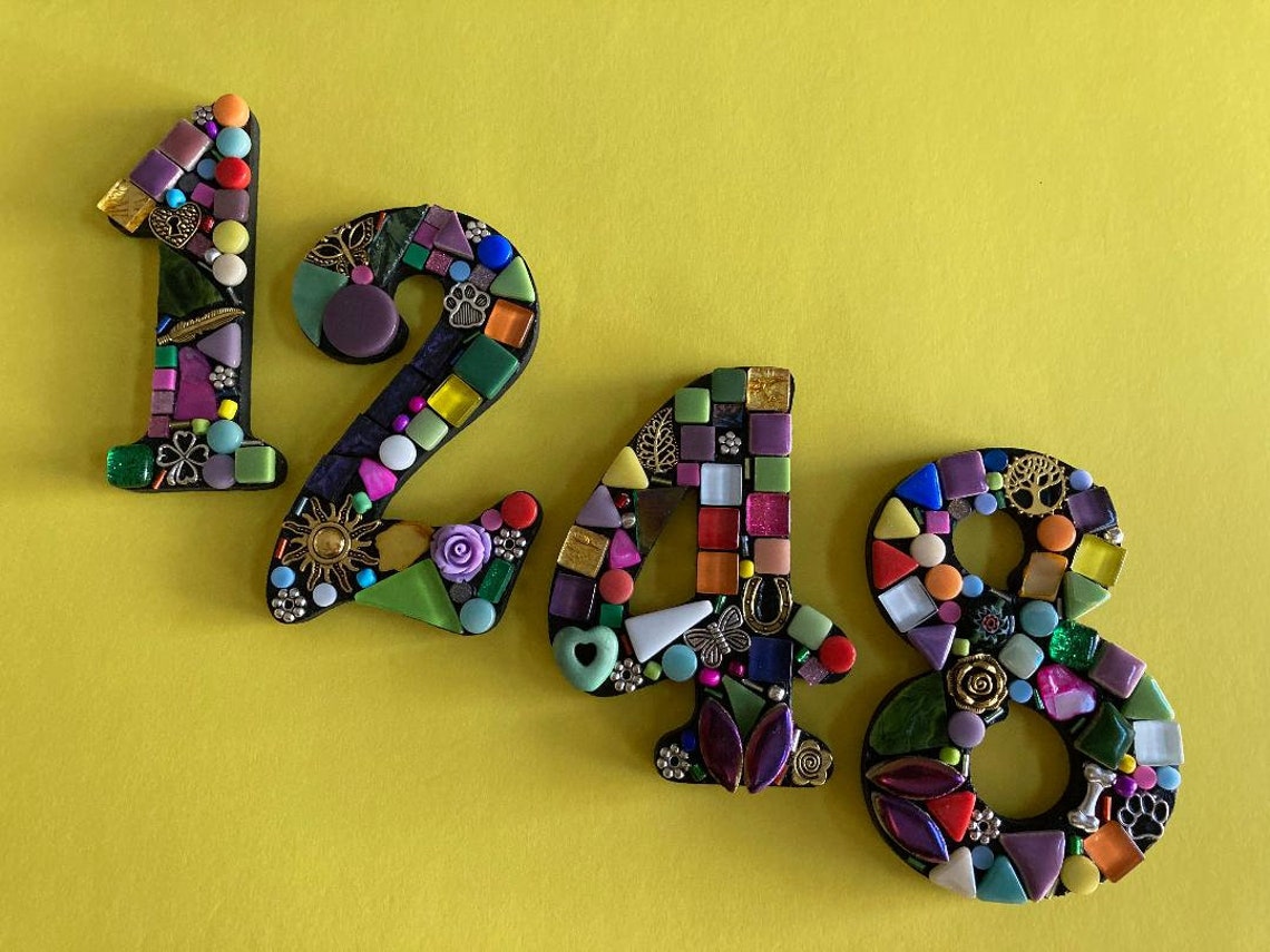 Mosaic Address Numbers House Address Numbers Mosaic Etsy