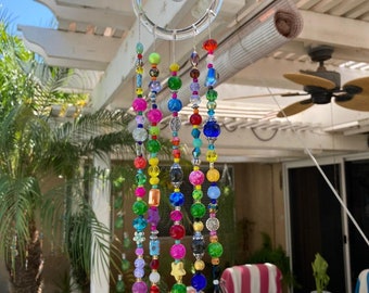 Beaded Prism Suncatcher, Garden Jewelry, Window Jewelry,