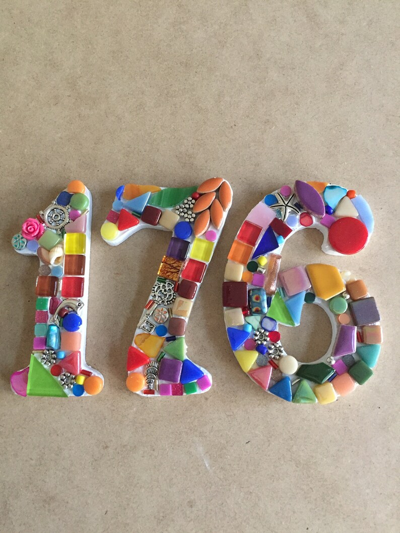 Mosaic Address Numbers House Address Numbers Mosaic Etsy